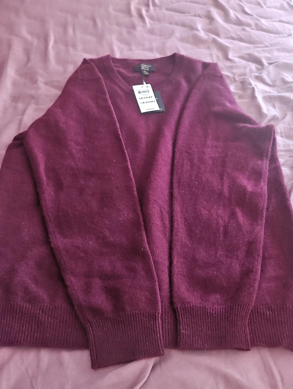 Club Room Promo Cashmere Cardigan in Burgundy Size Medium NWT